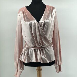 𝅺whbm VELVET pink ballerina core SURPLICE TOP STYLE sz m